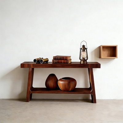 Console rétro en bois massif multifonctionnel