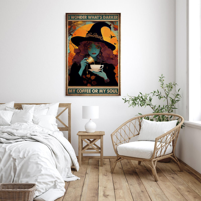 Sorcière, mon café ou mon âme, H 36 po x l 24 po x P 1,25 po