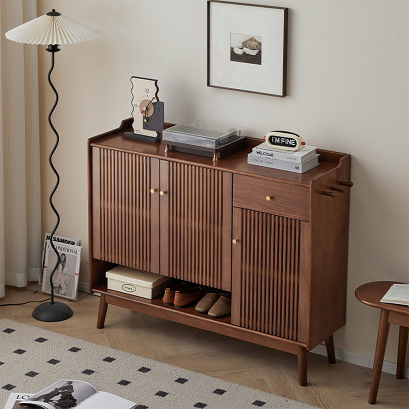 Modern Nut-Brown Solid Wood Shoe Storage