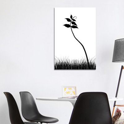 Minimalist Black & White Plant 1 Piece Wall Art on Canvas