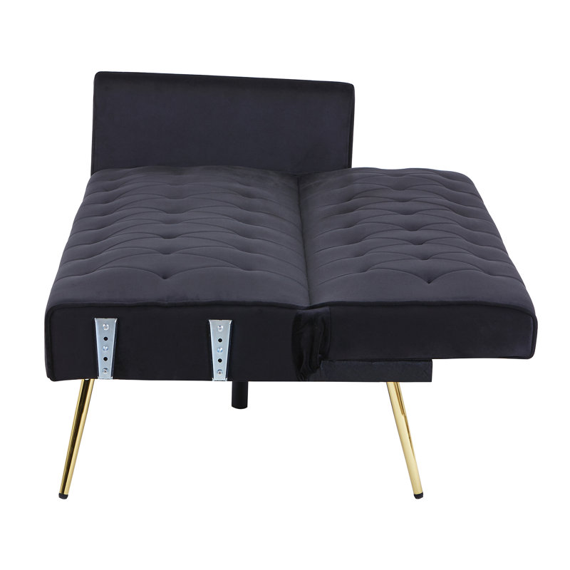 Talmadge Twin 72'' Velvet Convertible Sofa, Black