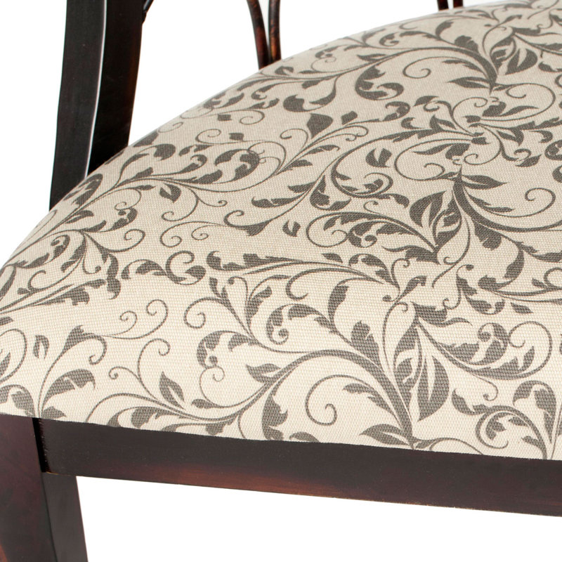 Banc en bois Bristlewood, Motif floral Ivoire en gris