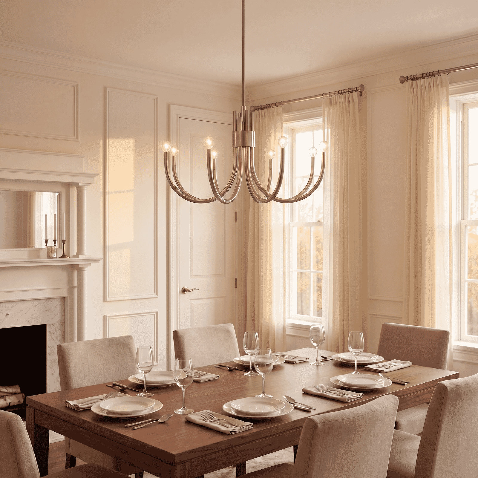 Sorrento 8-Light Chandelier, Satin Nickel