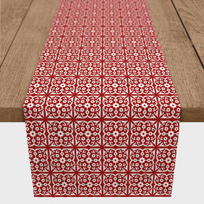 Artis Geometric Table Runner, 90" L x 16" W, Red
