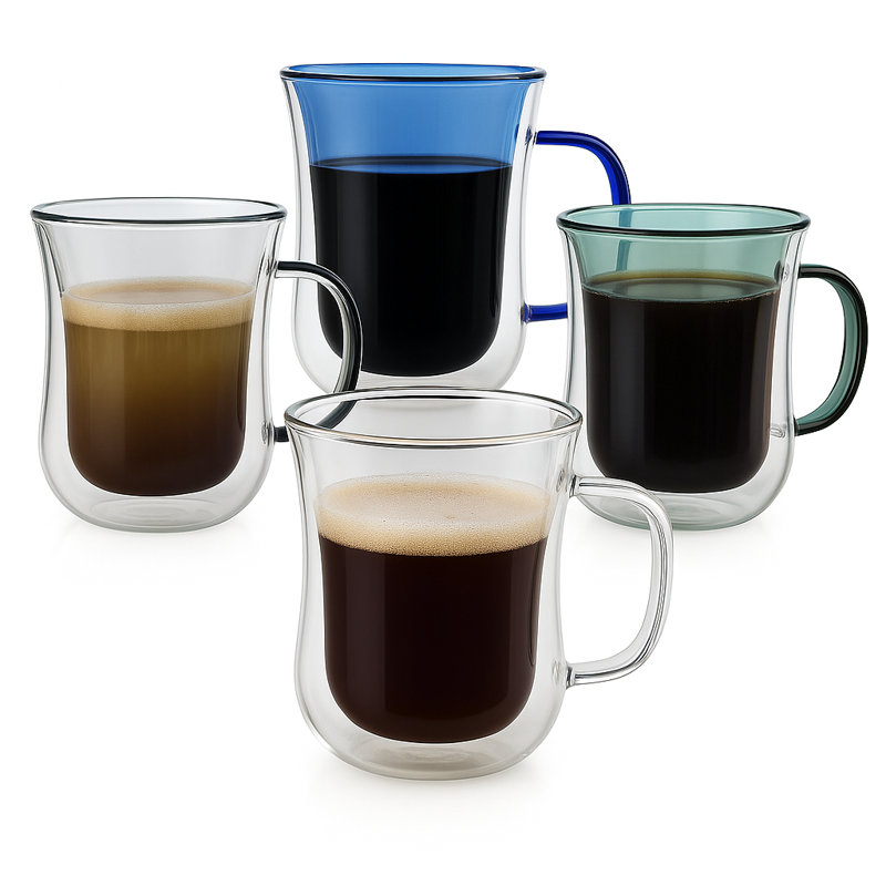 Double Walled Colored Coffee Mug Set - 10oz