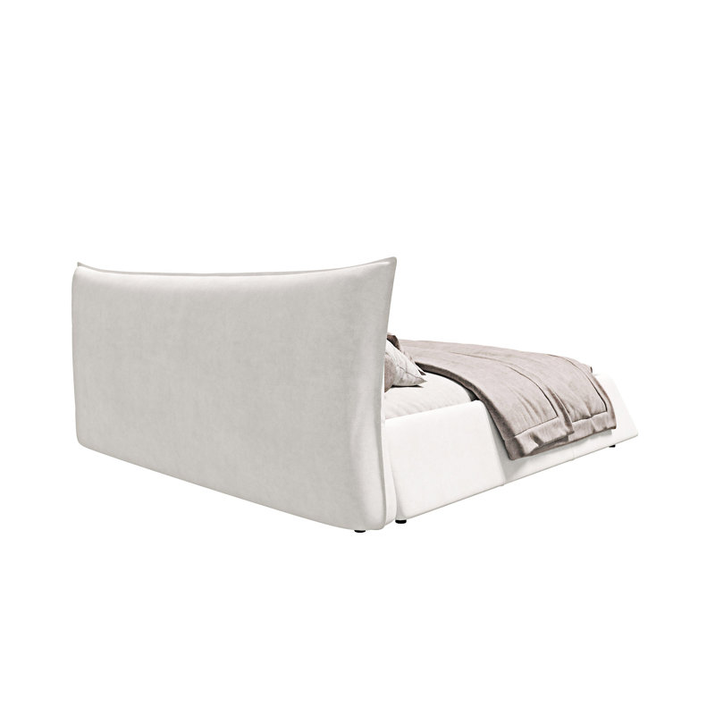 Upholstered Platm Bed, Beige/White, King