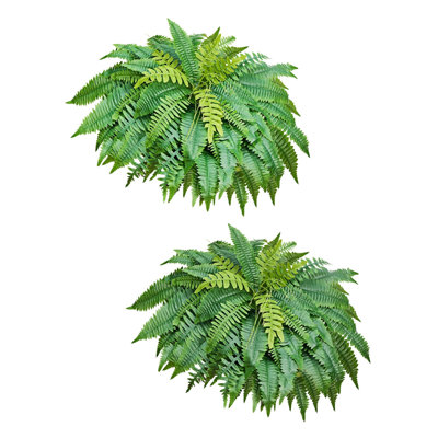 Artificial Ferns Set of 2, 44.88 Inch Fake Boston Fern Bush Plant with 63 Fronds, Silk & LDPE Faux Greenery for Indoor Outdoor Home Porch Garden Office Living Room Decor, No Pot Included