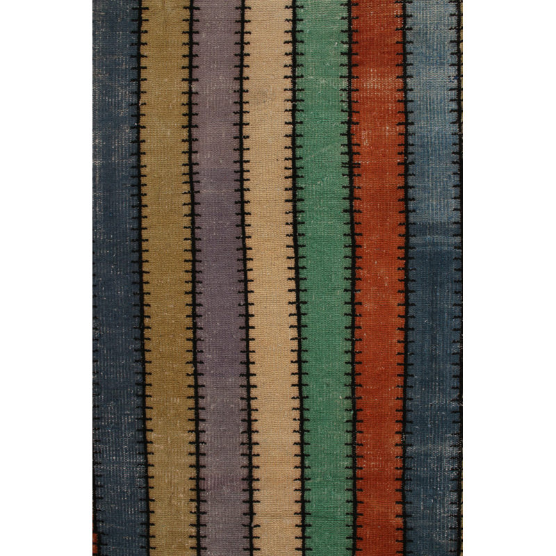 Pasha Wool Striped Area Rug in Blue/Purple/Red