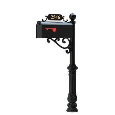 Personalized Mailbox with Post and Number Plate