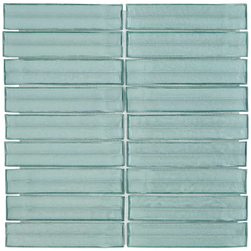 Maya Stacked 12x12 Polished Glass Mosaic Tile, Stacked Ocean