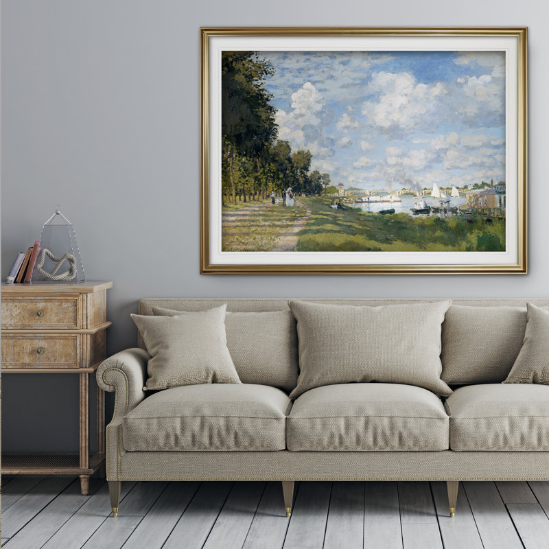 «Basin at Argenteuil» par Claude Monet, reproduction, H 31 po x l 43 po x P 1,5 po, Cadre noir