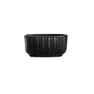Pot en céramique bas ovale avec motif de colonne en forme de flèche sans soudure embossée et base à fond mat. Finition mate. 10,50 po x 4,80 po x H 5,25 po