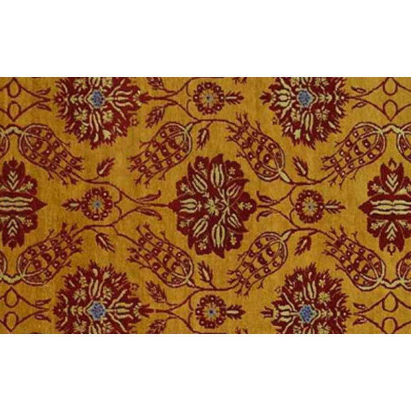 Tapis unique en laine noué à la main or / rouge 9 pi x 12 pi Geraldine
