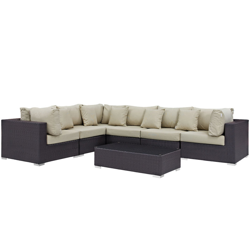 Ensemble modulaire d'extérieur pour terrasse 7 pièces Convene Collection, Beige