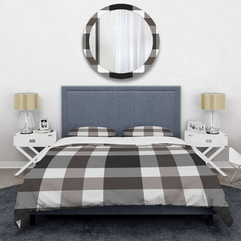 Ensemble de housse de couette en microfibre noir / blanc 2 pièces, Housse de couette pour grand lit et 2 taies décor