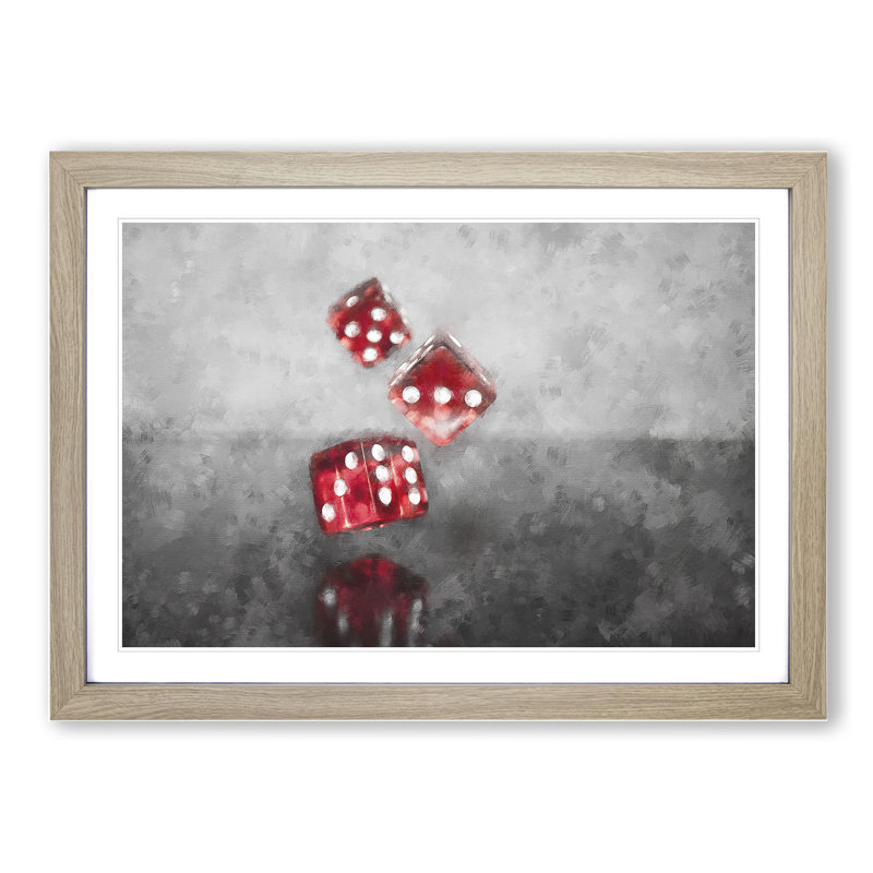 Rolling the Dice - Picture Frame Painting, 27cm H x 36cm W x 2cm D, Oak Framed