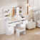 Rosse Dressing Table With 3 Colorful Light Mirror 7 Drawers and 7 Storage Shelves Makeup Desk 110cm Desktop Vanity Table