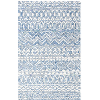 Crelake Hand Tufted Wool And Cotton With Latex Chevron Rug