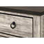 Table de chevet 2 tiroirs Elaya, métal noir, bois gris patiné