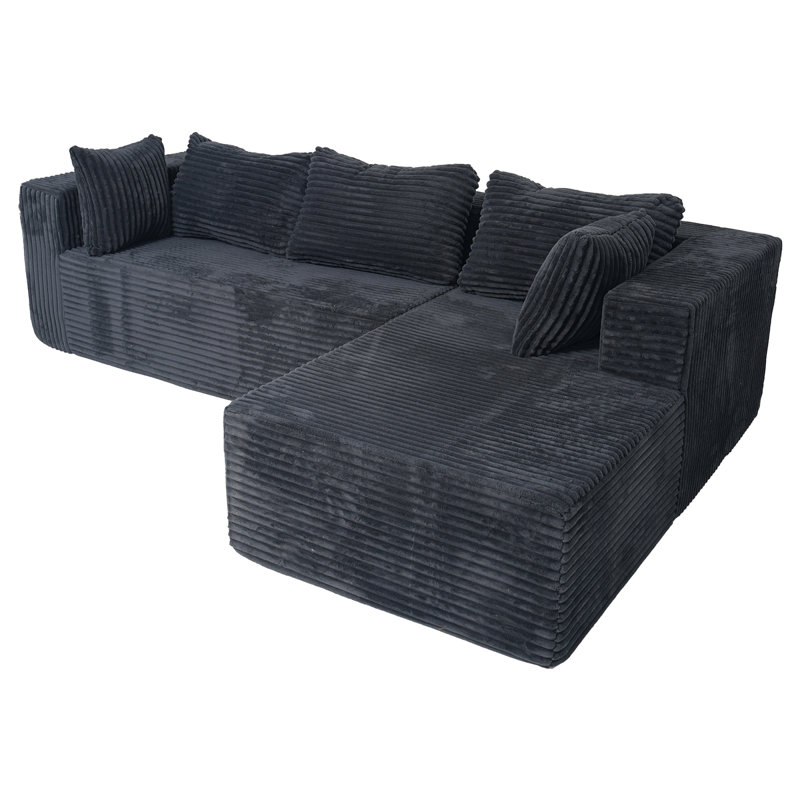 Compression Deep Seat Sectionals, 100 Inch Corduroy Modern Home Sofa