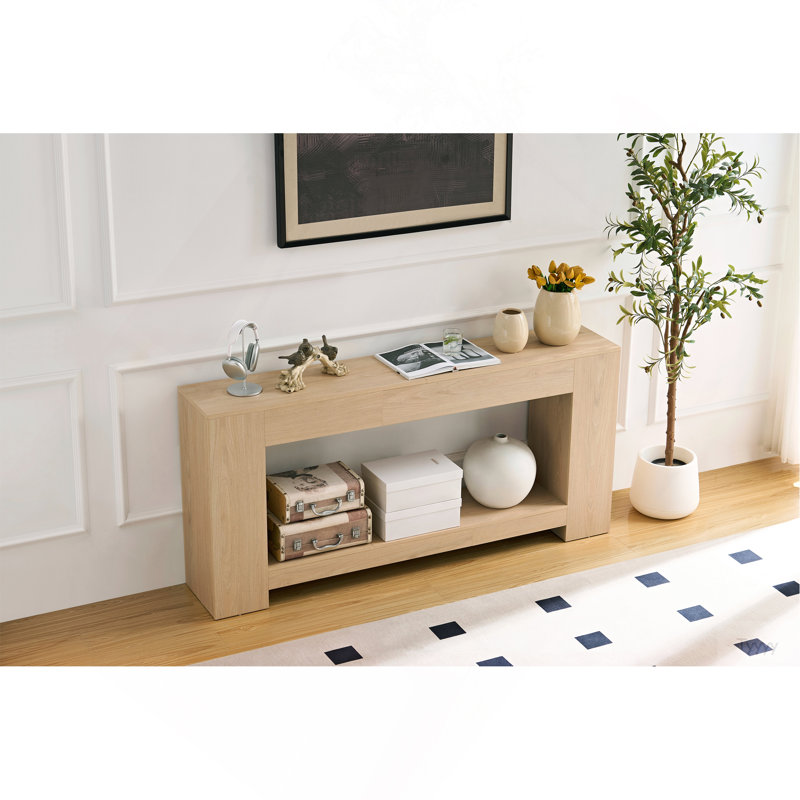 Table d'appoint rectangulaire, table basse rectangulaire en bois placée derrière le canapé, table d'entrée de style rustique convenant aux entrées, aux couloirs et aux salons.