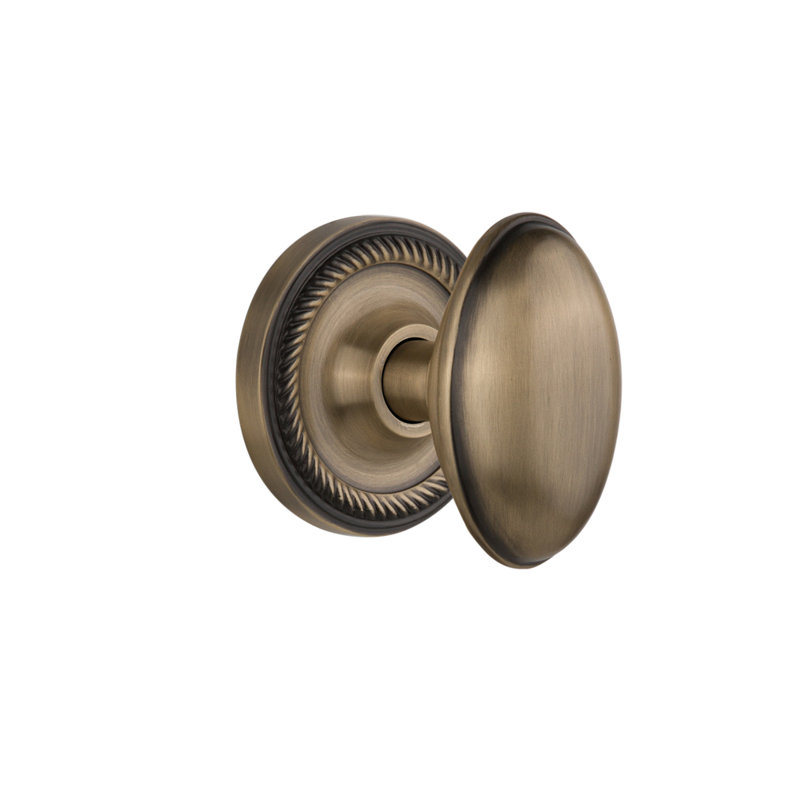 Rope Rosette with Homestead Door Knob, Antique Brass, 2-3/4”