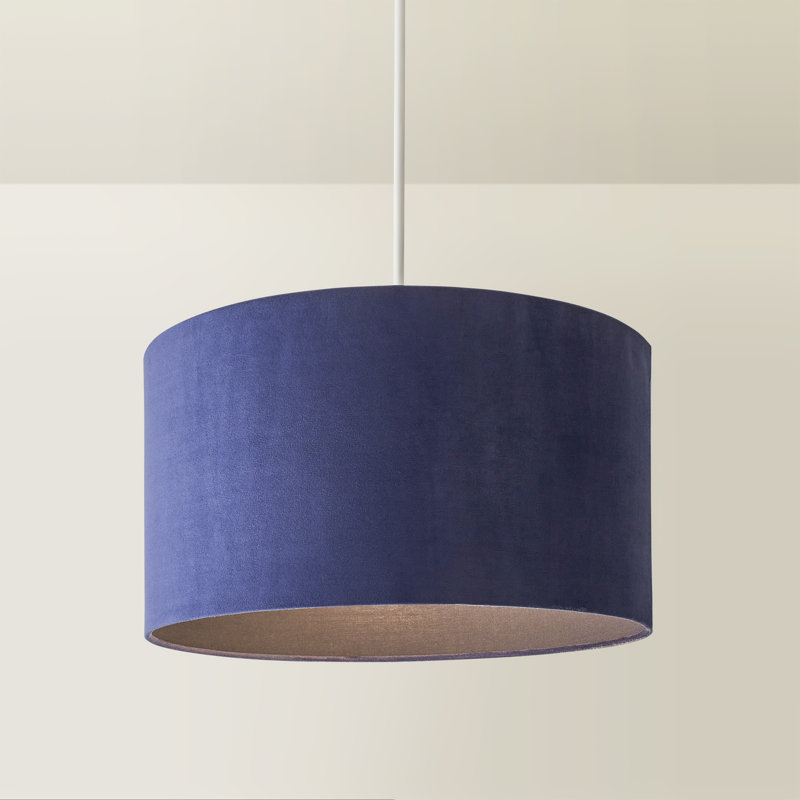Drum Velvet Pendant Shade ( Screw On ), 25 cm H x 45 cm W x 45 cm D, Blue