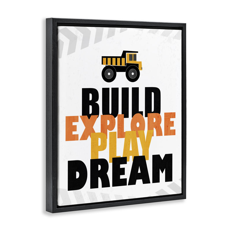 Cadre flottant Build Explore Play Dream, design par Kim Allen, Cadre flottant noir de jais, H 21 po x l 17 po