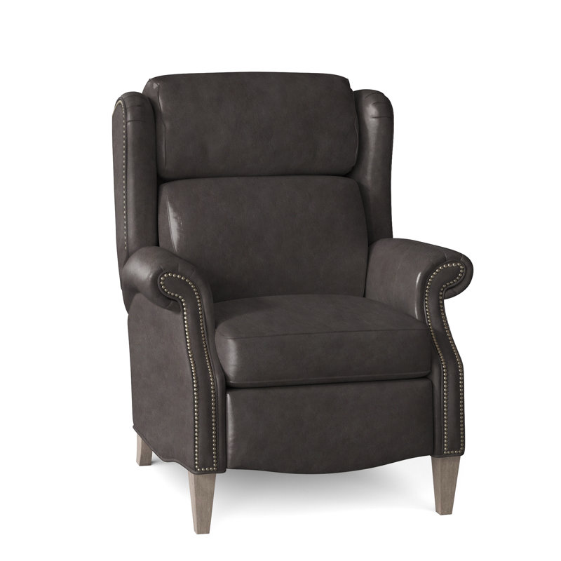 Miller Recliner, Gunmetal, Stone, Rio Mineral Genuine Leather