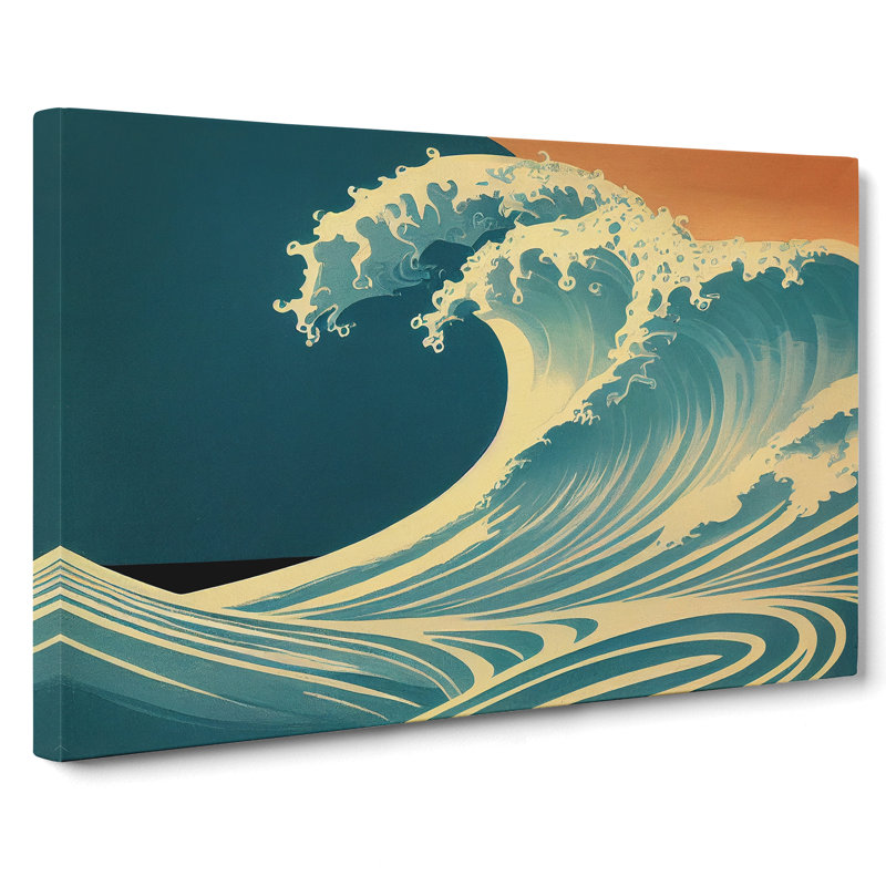 Modern Japanese Wave - Wrapped Canvas, 40cm H x 60cm W x 3cm D