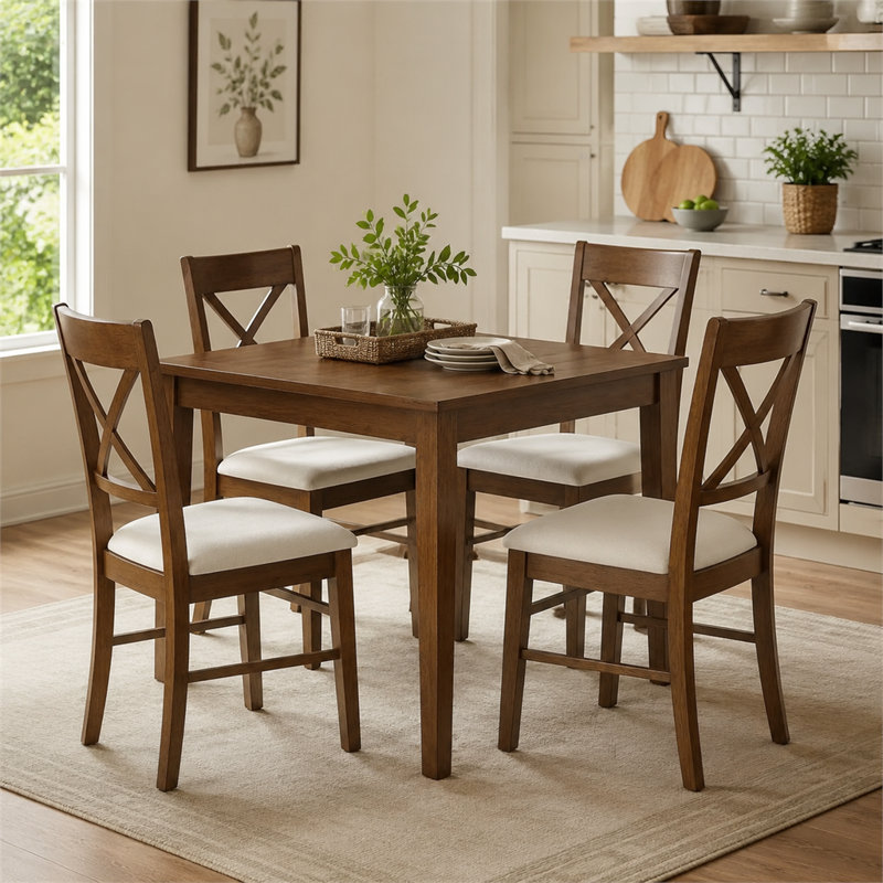 Ensemble de chaises de salle à manger rembourrées en bois d'hévéa