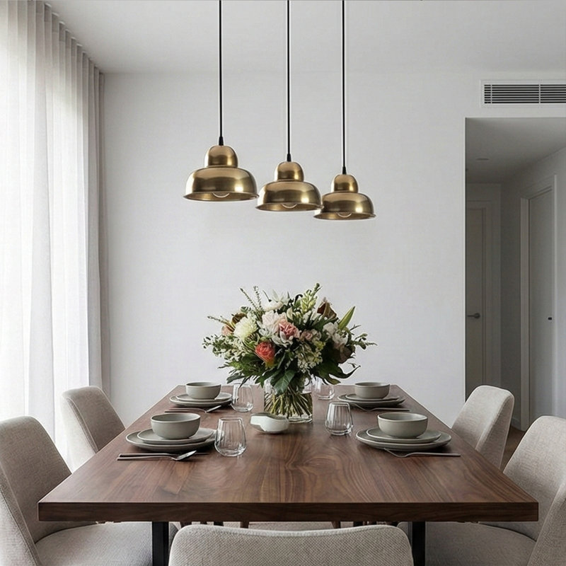 Luminaire suspendu pour îlot de cuisine à hauteur ajustable en fer doré