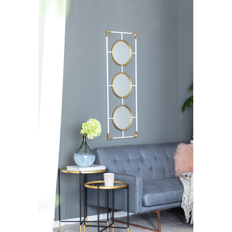 Trois miroirs muraux - or et blanc, style simple, 16,04 x 42,11 pouces de style miroirs - style moderne, 43,3 x 15,7