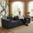 Modular Corduroy Sectional Sofa, 3-Seat All-Foam Compressed Couch, Deep Seating Low-Profile, Dark Gray, 111.4" W x 40.7" D x 23.6" H. 33005-3-2095918634