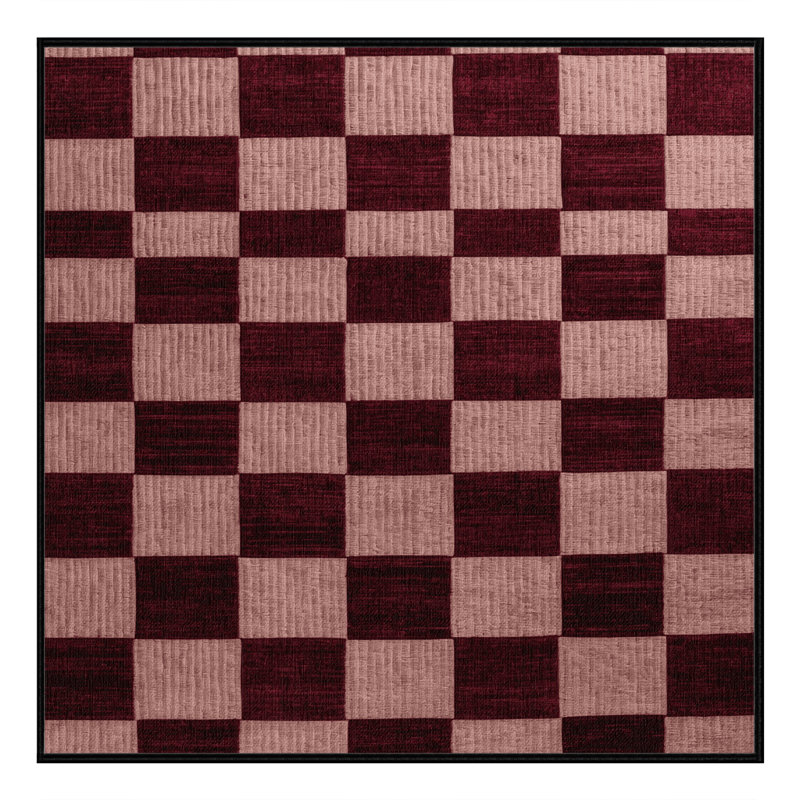 Tapis rouge à carreaux lavable à la machine, Carré 5 pi
