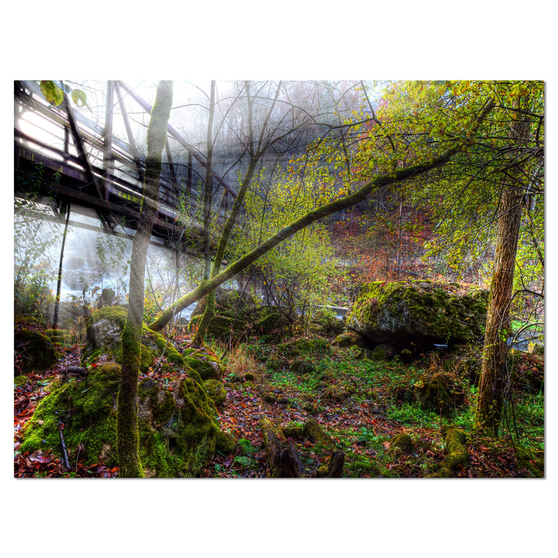 «Creek and Bridge with Sunbeam», impression sur toile tendue, H 30 po x l 40 po x P 1 po