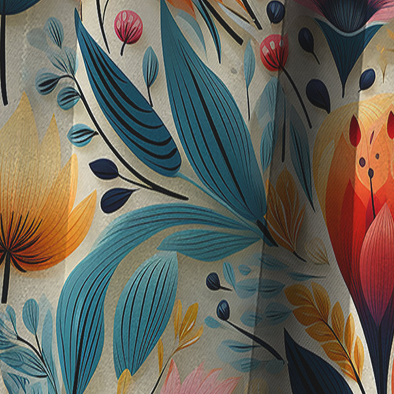 Composition de fleurs de couleur pastel botanique - Rideau floral - Rideau occultant - 1 panneaux, L 52 po x L 90 po