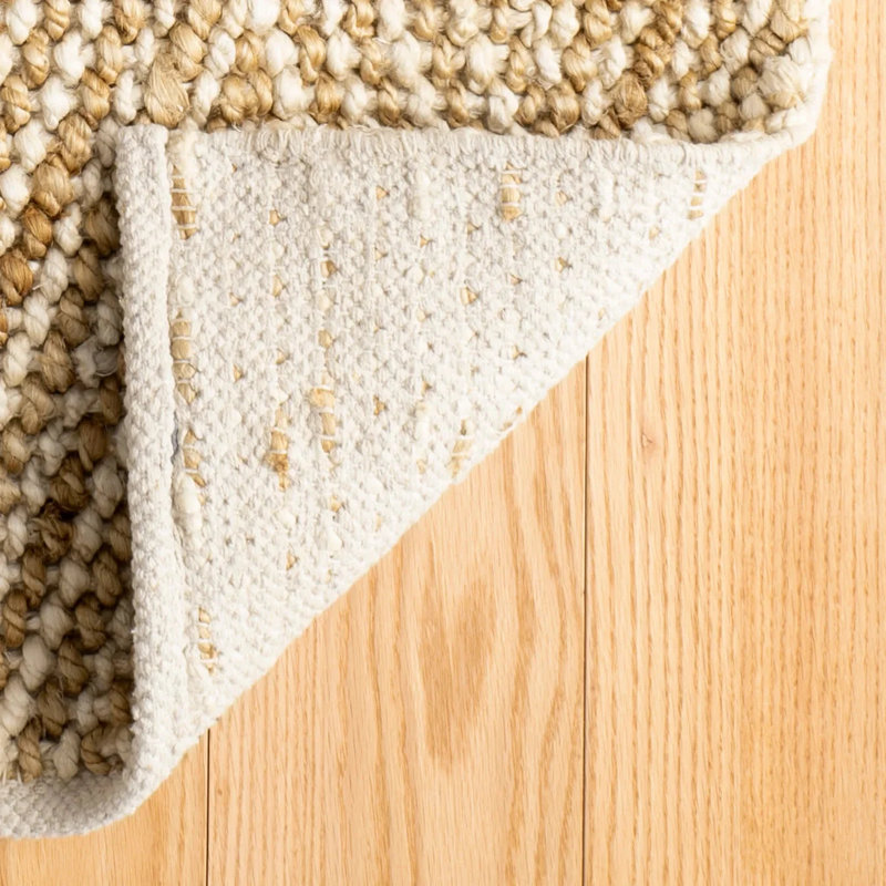 Meghan Ivory/Natural Handwoven Jute Rug, Rectangle 7'6" x 9'6"