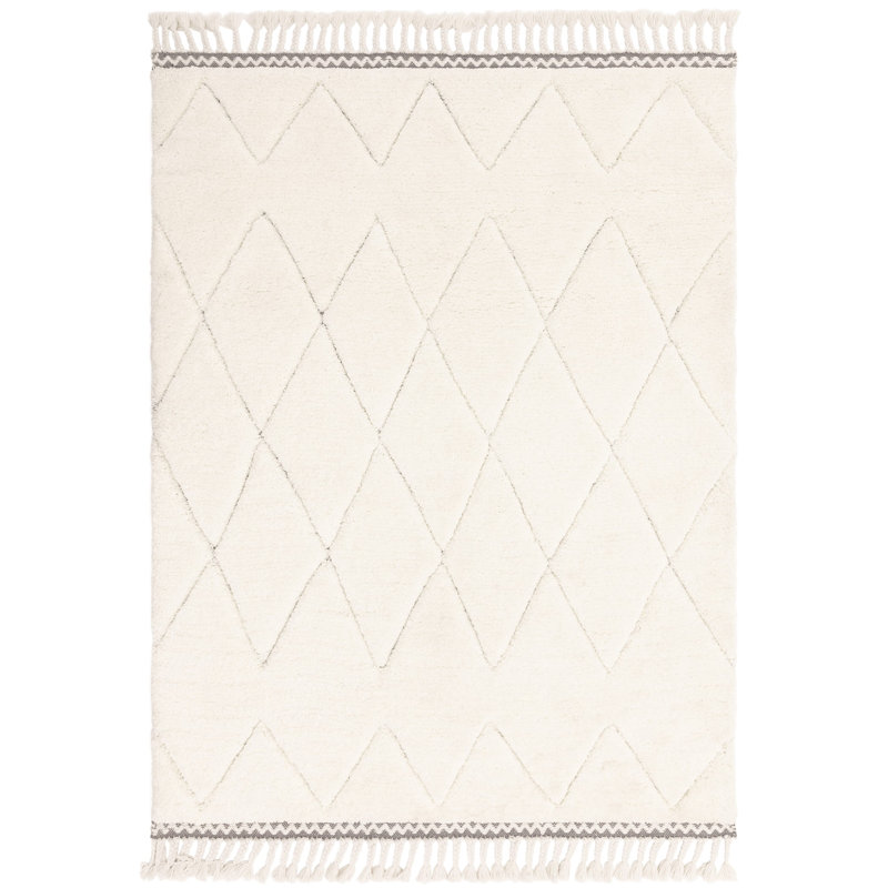 Buckmiller Tribal Moroccan Machine Woven Cream Area Rug, Rectangle 200 x 290cm