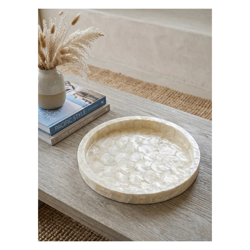 Plateau décoratif Capiz Capiz, H 1,8 po x l 15,7 po x P 15,7 po