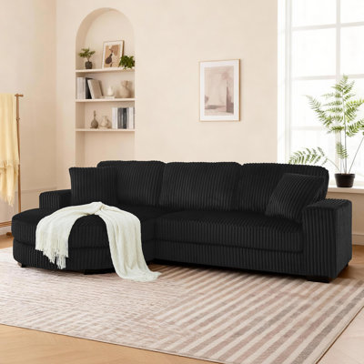 110.63" L-Shaped Corduroy Sectional with Reversible Curved Ottoman by Mercer41