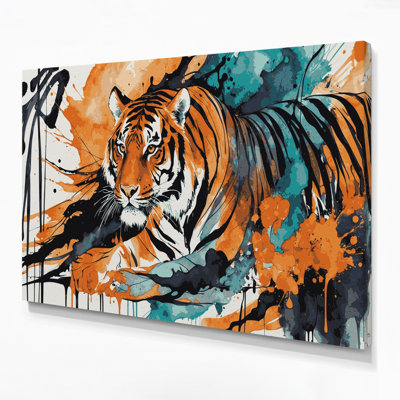 «Big Cats Tigers», art mural sur toile brune