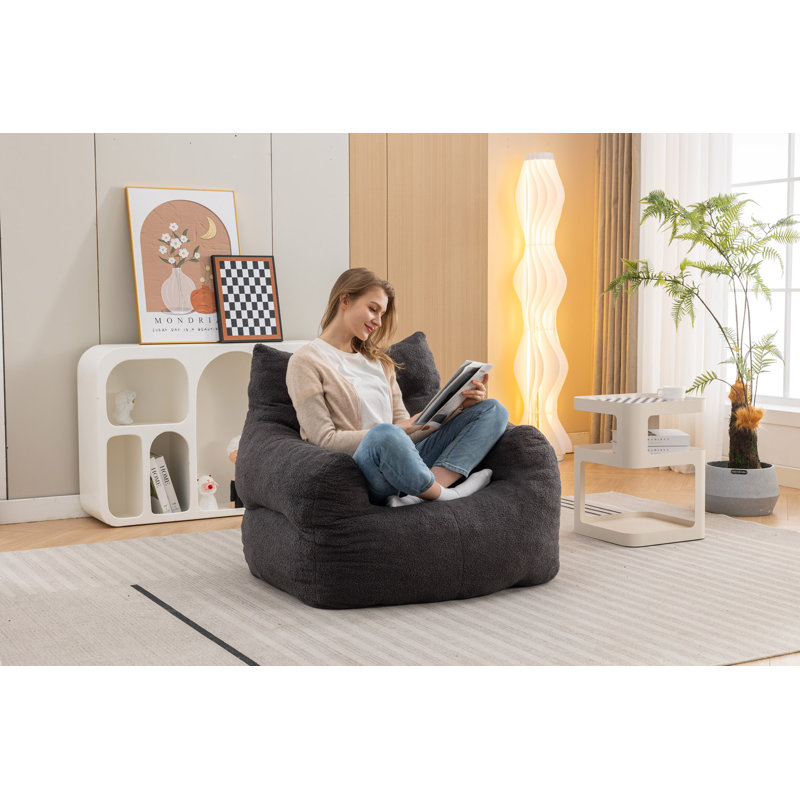 Fauteuil à billes standard, Microfibres et suédine gris foncé