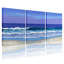 Nautique et plage, vagues océaniques, plage, ciel, sable, horizon bleu, ensemble de 3 impressions sur toile-291881221