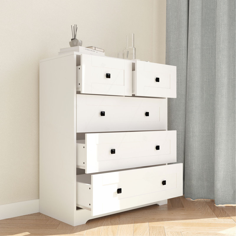 Commode à 5 tiroirs de couleur blanche