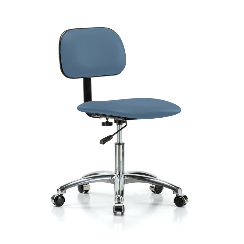 Chaise de laboratoire avec dossier réglable PERCH Chrome | Hauteur du bureau: 17 à 22 po, Tissu Newport