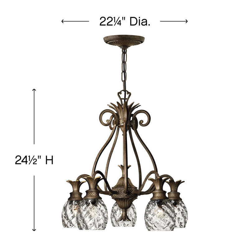 Plantation 5 Light Chandelier, Pearl Bronze