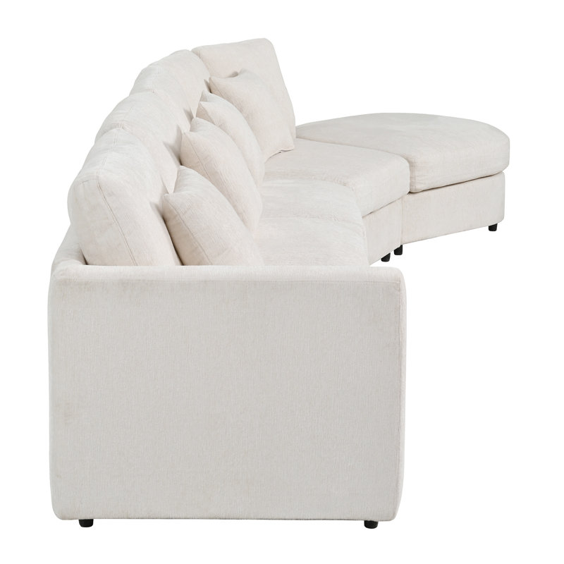 Canapé modulaire courbé modulaire 5 places U_Style, Beige Chenille