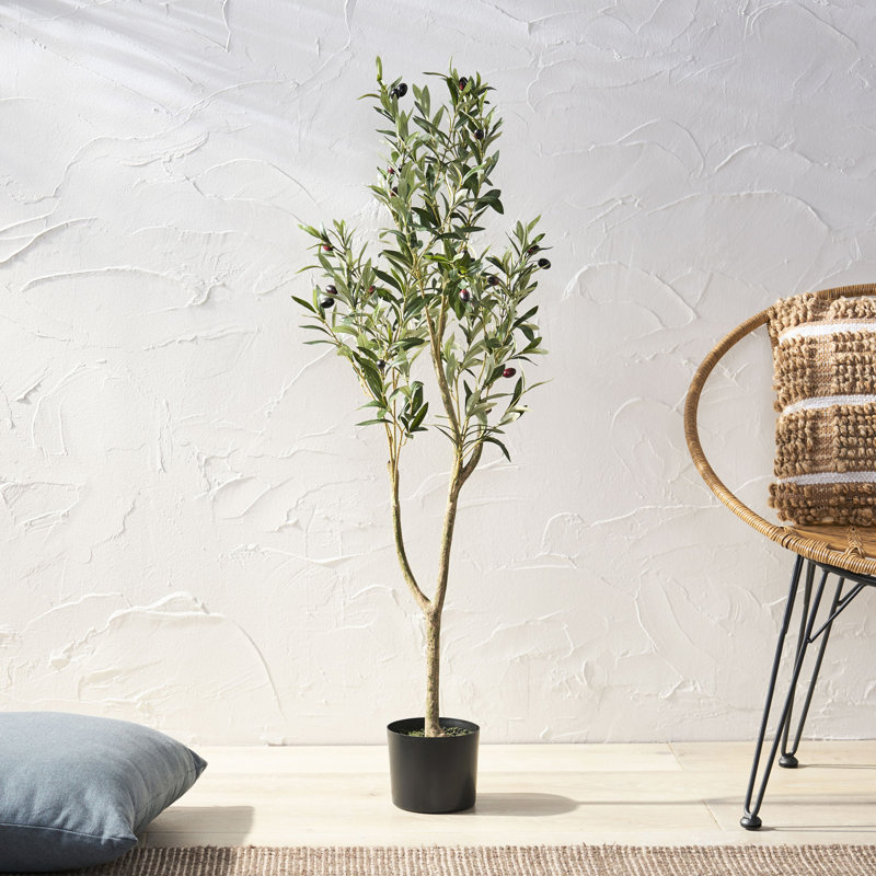 Arbre à feuilles persistantes artificiel 120 cm, avec branches minces et pour faciliter la décoration de la maison, H 47,68 po x P 18,9 po, arbre à feuilles persistantes de 120 cm, option d'amitié, hauteur de 47 po de largeur