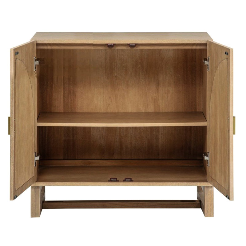 Armoire de rangement 1 porte arquée, ton de bois brun, portes à fermeture en douceur, buffet autoportant en bois de chêne, placage de qualité, pieds solides